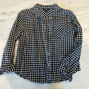 PAIGE 100% Cotton Black & White Plaid Button-Up Shirt